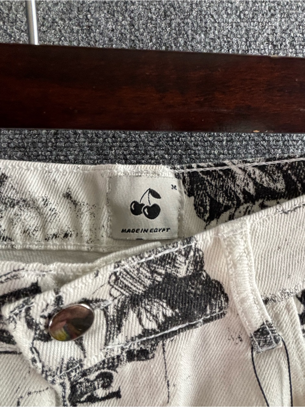 NWT Donné Streetwear Women's Hellenic Denim Pants White/Black Size M - Picture 4 of 9